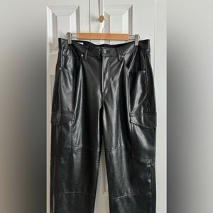 High Rise '90s Loose Vegan Leather Cargo Pants